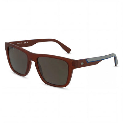 Lacoste L6058s Red Rectangle Sunglasses for Men, Solid Brown lens