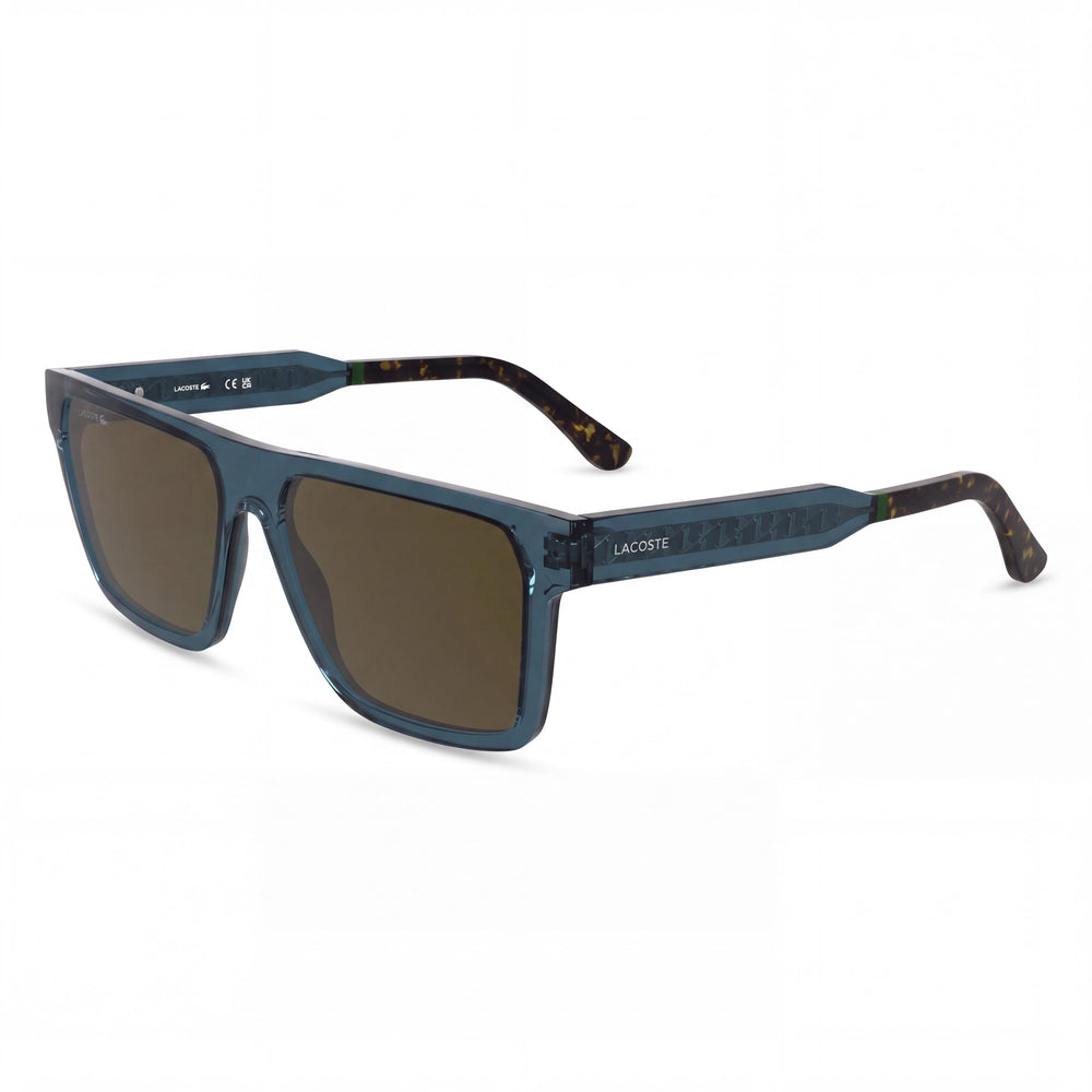 Lacoste L6059s Transparent Blue Rectangle Sunglasses for Men, Blue lens