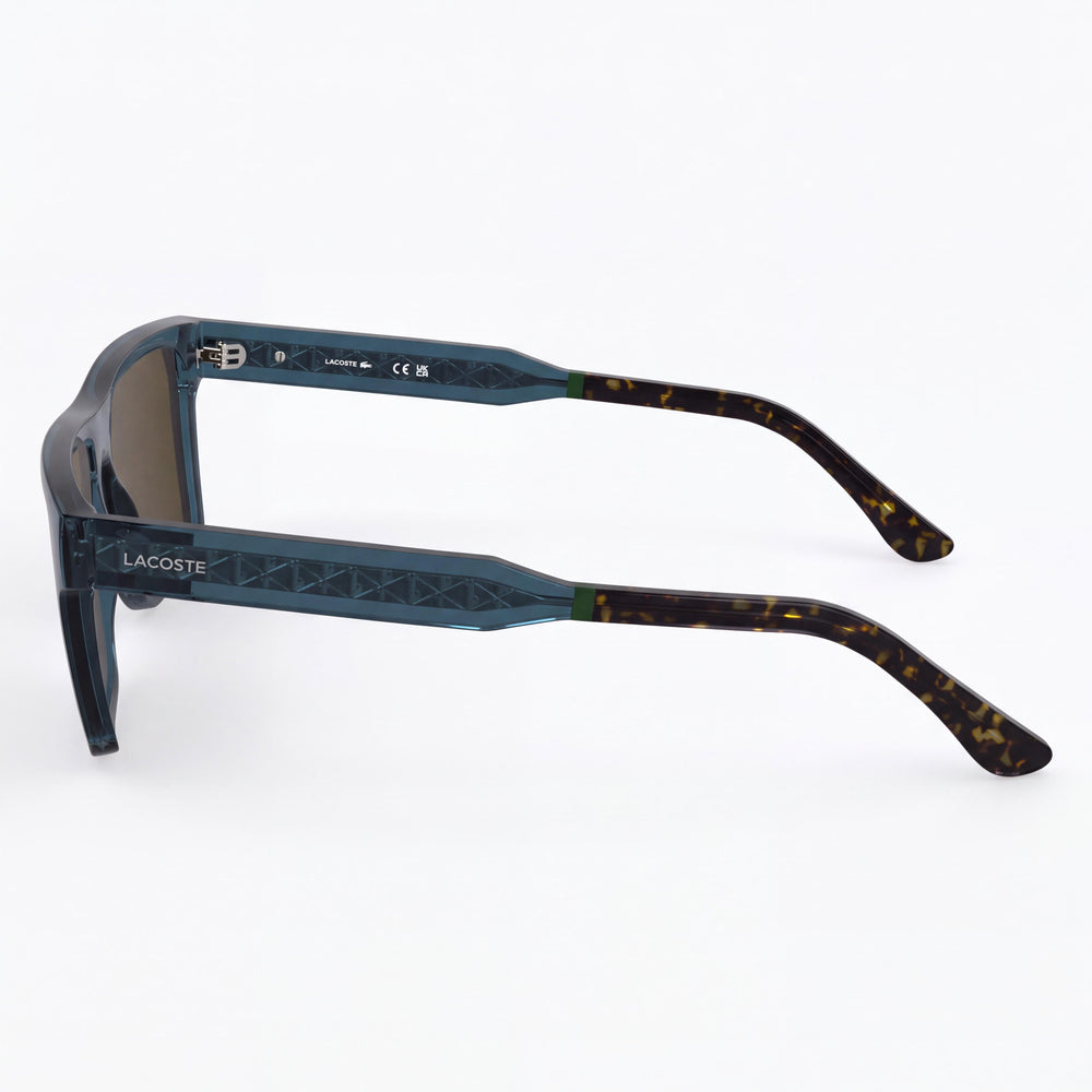 Lacoste L6059s Rectangle Sunglasses Men — side view, Non-Polarized Blue lens