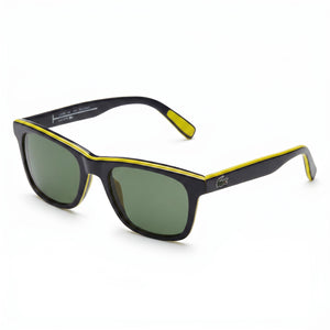 Lacoste Modern Black Square Sunglasses Unisex, Green lens — hero view