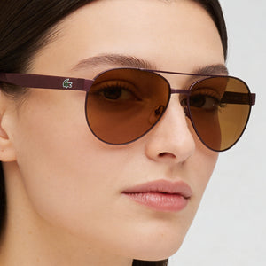 Lacoste Aviator Sunglasses Women — side view, Non-Polarized Multicolour lens