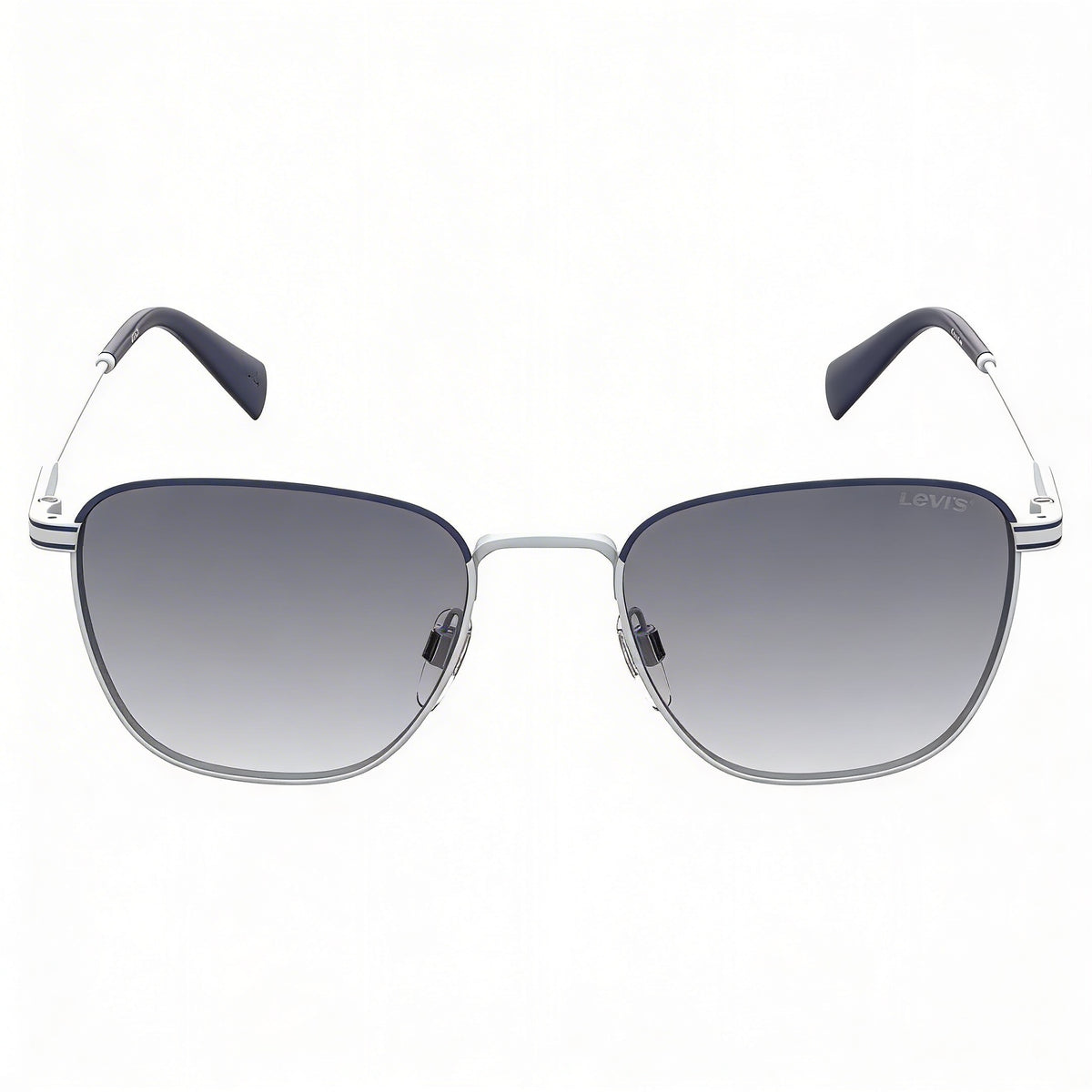 Gafas de sol Levi's 1016 rectangulares unisex de acero inoxidable no polarizadas con protección UV, azul gris mate, gris oscuro degradado de 52 mm, Photo 2