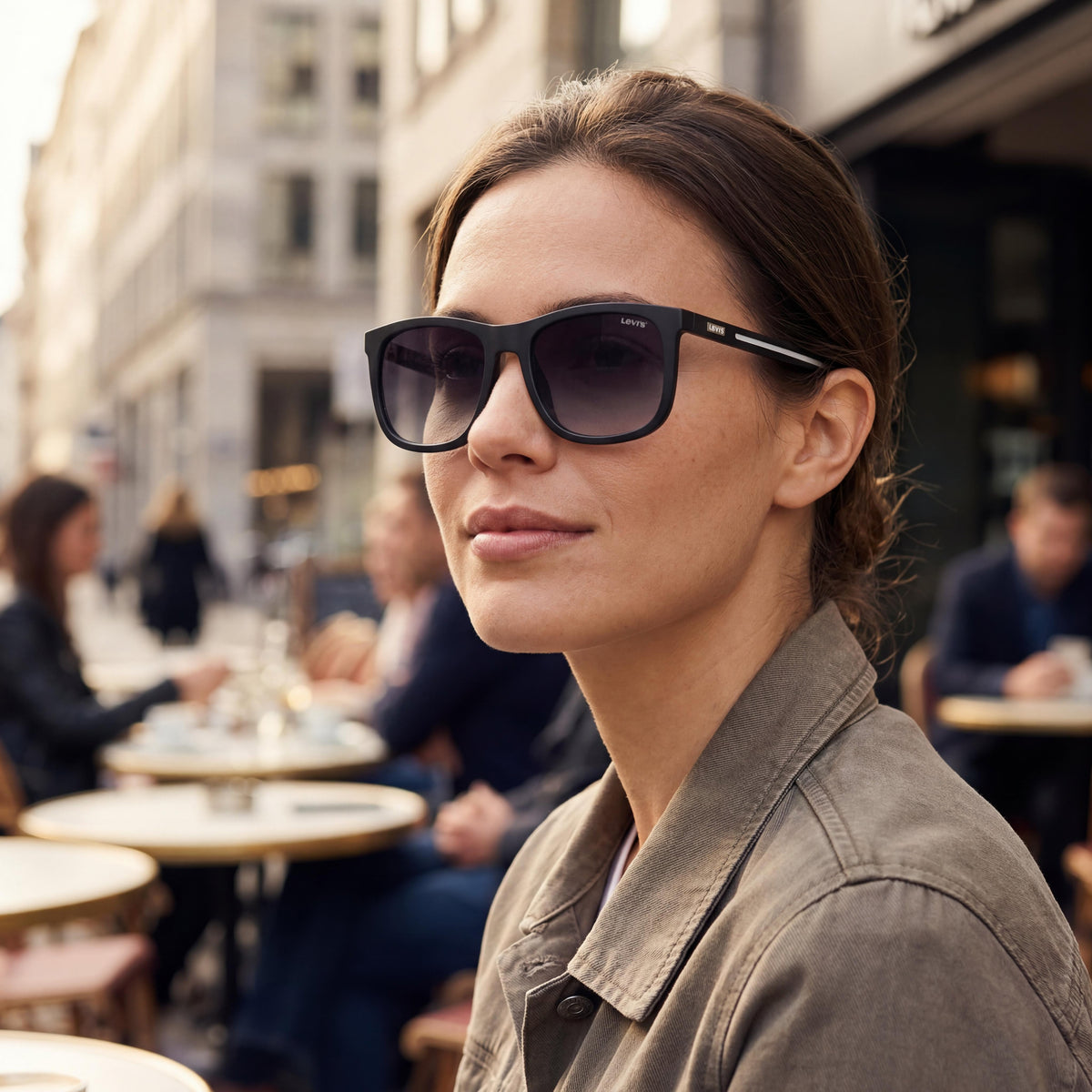 Levi's Black Square Polyamide Sunglasses for Women, 56mm, Photo 6