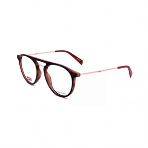 Levi's Eyewear Havana Red Round Eyeglasses for Women, Polyamide Inj frame