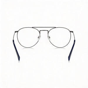 Levi's LV 1006 Round Eyeglasses Unisex — side view, Silver Metal temples