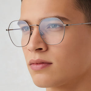 Levi's LV 1009 Round Eyeglasses Unisex — side view, Silver Metal temples