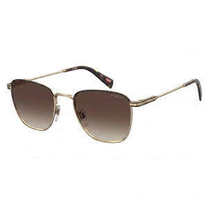 Levi's Lv 1016/S Gold Rectangular Sunglasses Unisex, Brown Gradient lens