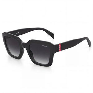 Levi's LV 1027/S Black Square Sunglasses for Women, Dark Gray Shaded lens