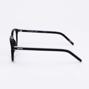 Levi’s Lv 1029 Square Eyeglasses Unisex — side view, Black Eco PMMA temples