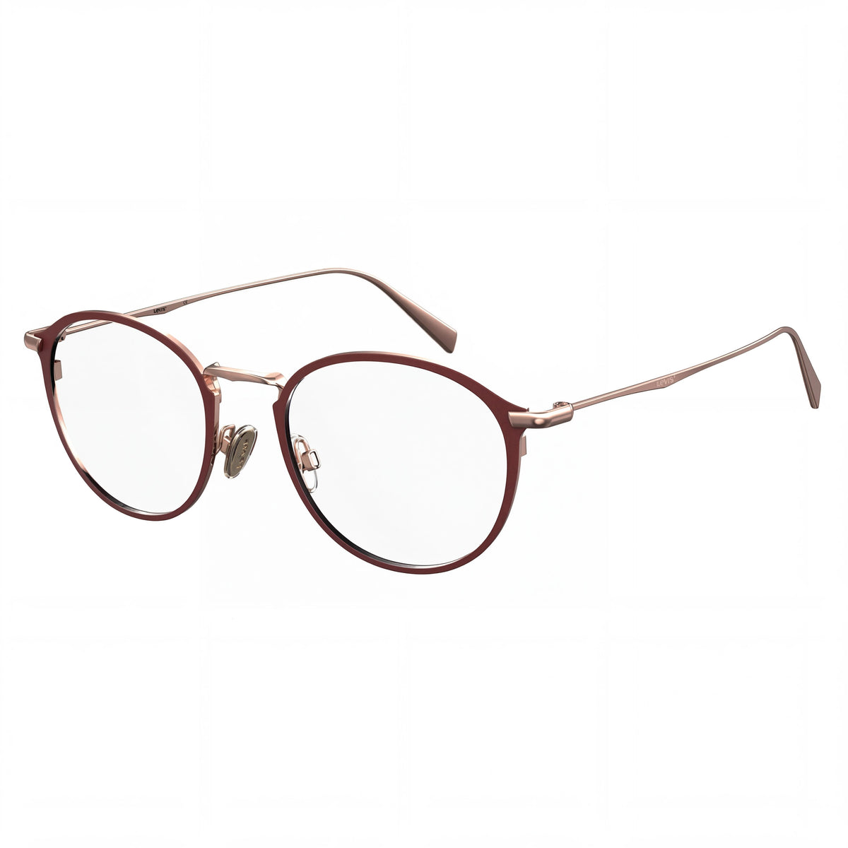 Levi’s Lv 5001 Red Round Eyeglasses for Men, Metal 50mm, Photo 1