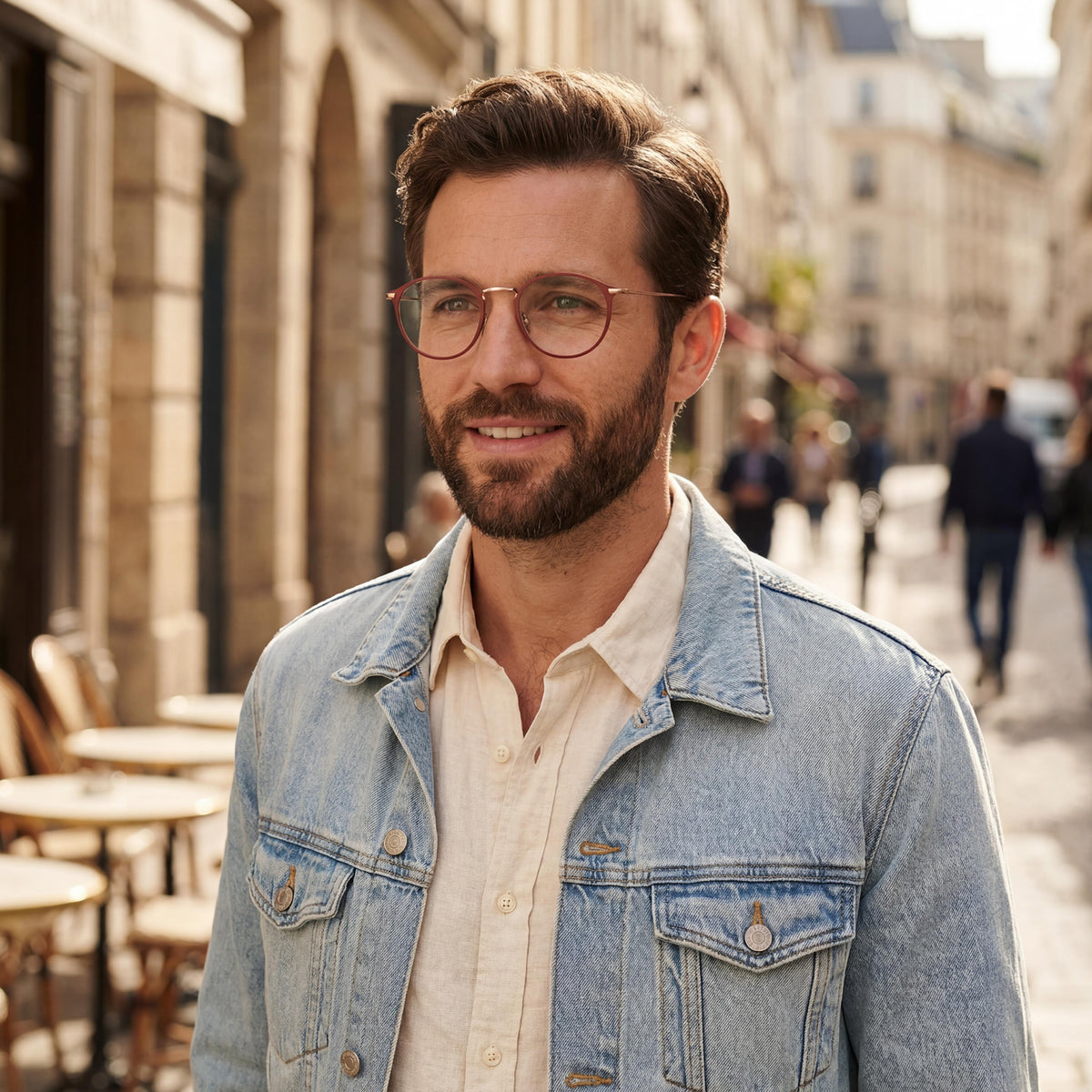 Levi’s Lv 5001 Red Round Eyeglasses for Men, Metal 50mm, Photo 4