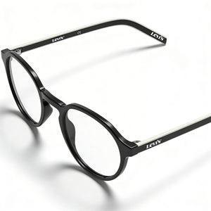Levi’s Panthos Round Eyeglasses for Men — front view, ECO PMMA