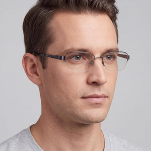 Liz Claiborne 611 Rectangle Eyeglasses Men — side view, Ruthenium Metal temples