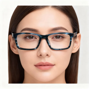 Liz Claiborne Cb 313 Rectangle Eyeglasses Women — side view, Blue temples