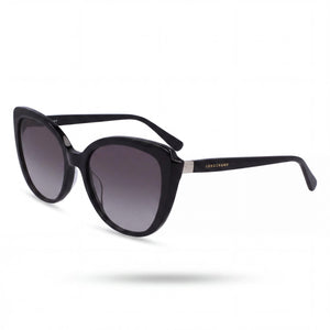 Longchamp LO670S Black Cat Eye Sunglasses for Women, Gradient Grey lens
