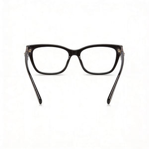Longchamp LO2697 Rectangle Eyeglasses Women — side view, Black Propionate temples