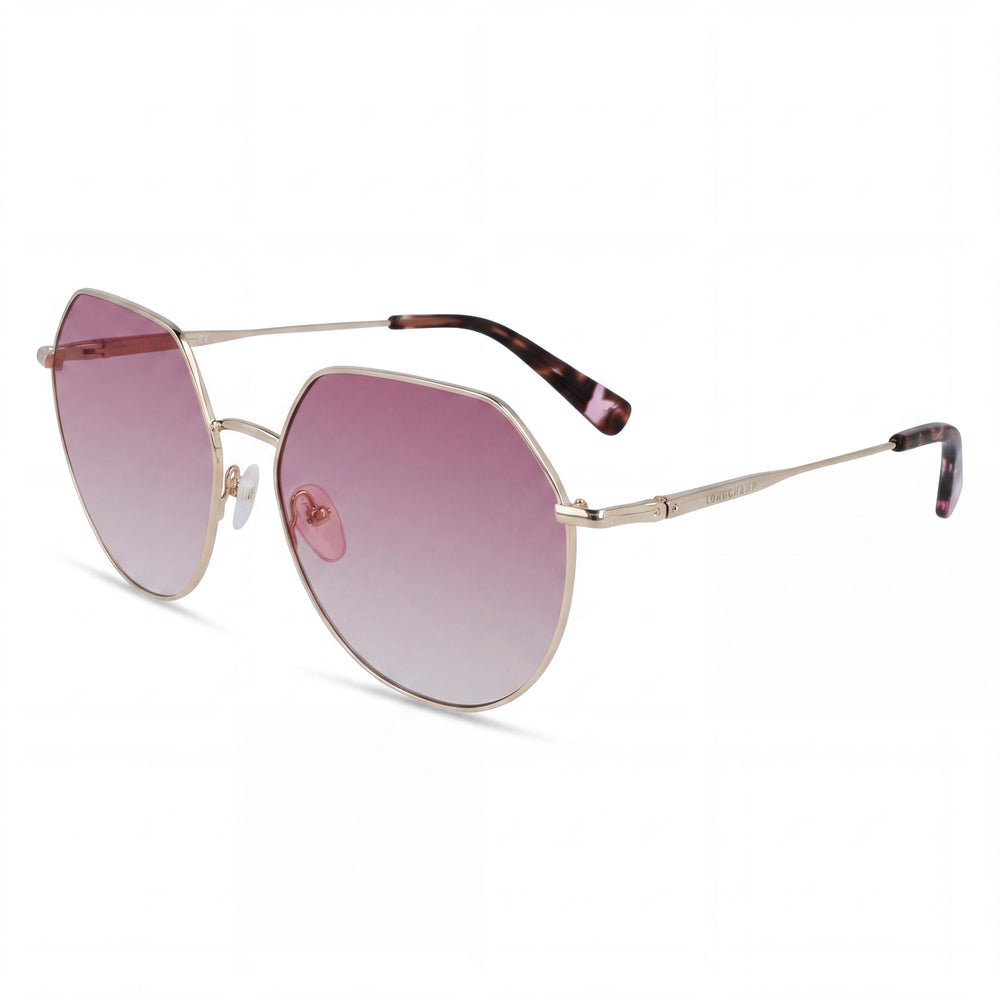 Longchamp LO154S Gold / Rose Oval Sunglasses for Unisex, Medium Yellow lens