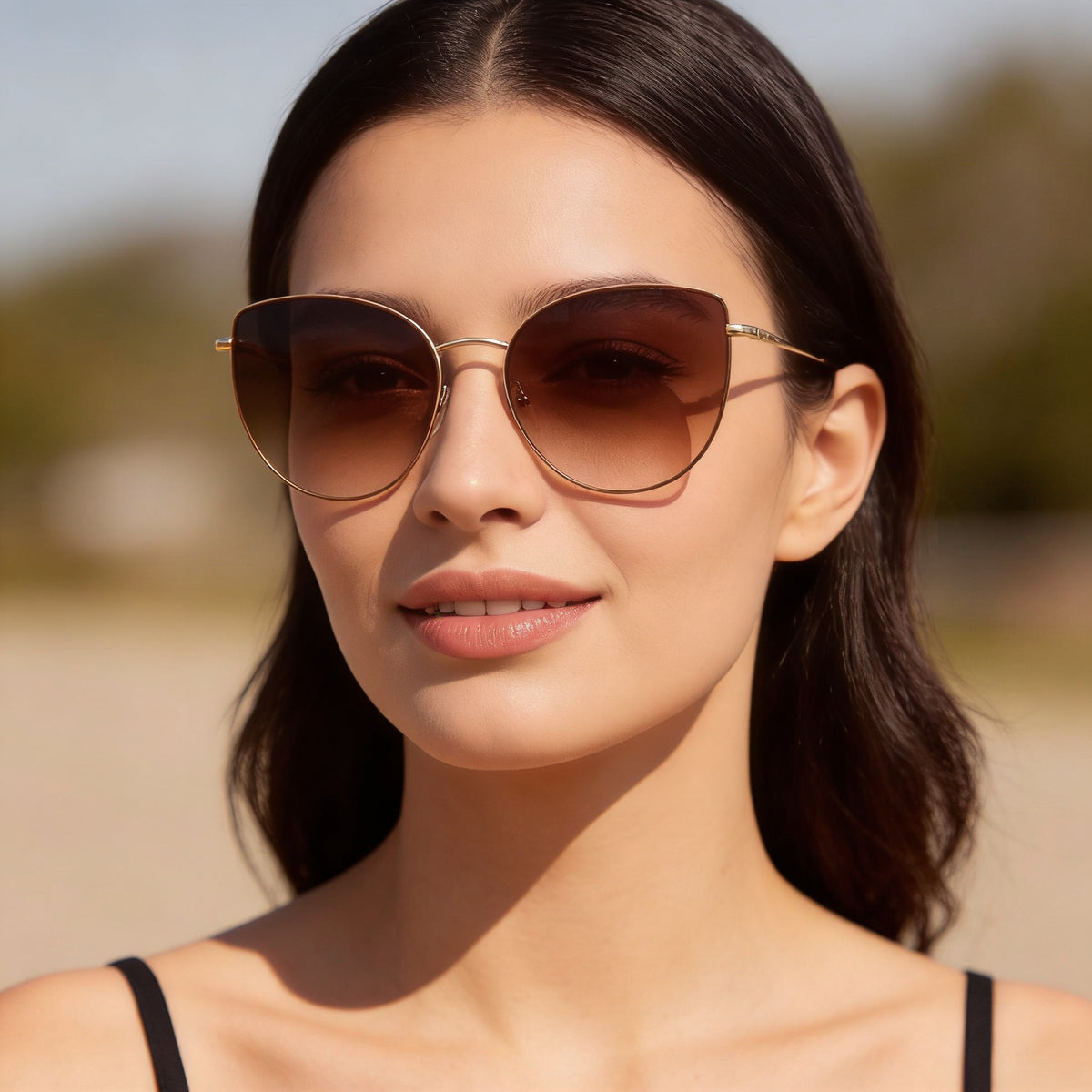 Gafas de sol Longchamp LO158S ojo de gato doradas/beige para mujer, 60 mm, Photo 5