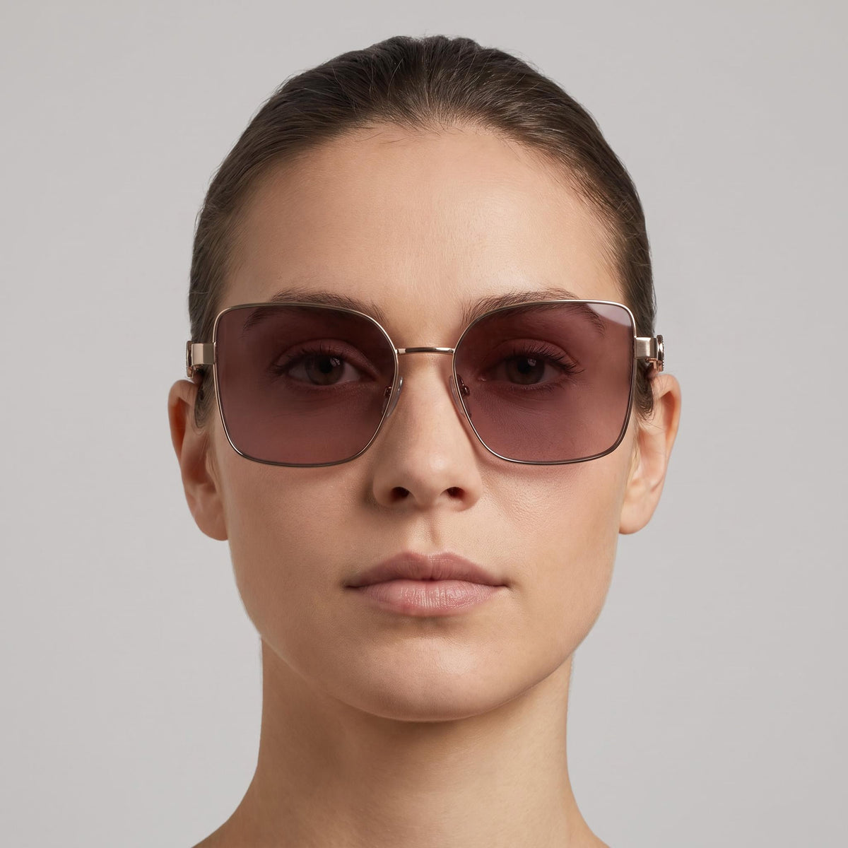 Gafas de sol cuadradas Longchamp Lo181s ámbar dorado/morado para mujer, 56 mm, Photo 4