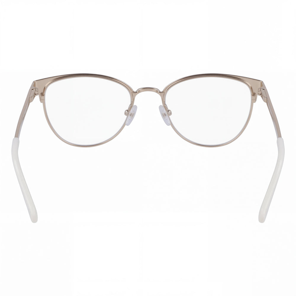 Longchamp Lo2120 Rectangle Eyeglasses Women — side view, Gold frame temples