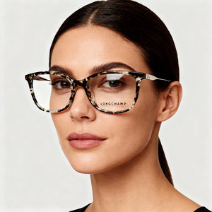 Longchamp LO2675 Rectangle Eyeglasses Women — side view, Havana Not specified temples