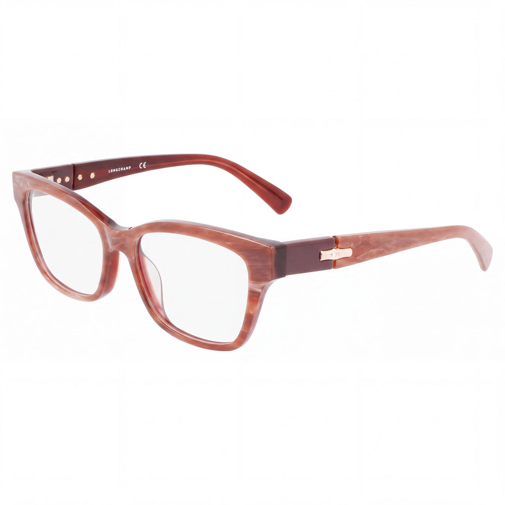 Longchamp Lo2697 Red Marble Rectangle Eyeglasses for Women, Propionate frame