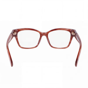 Longchamp Lo2697 Rectangle Eyeglasses Women — side view, Red Marble Propionate temples