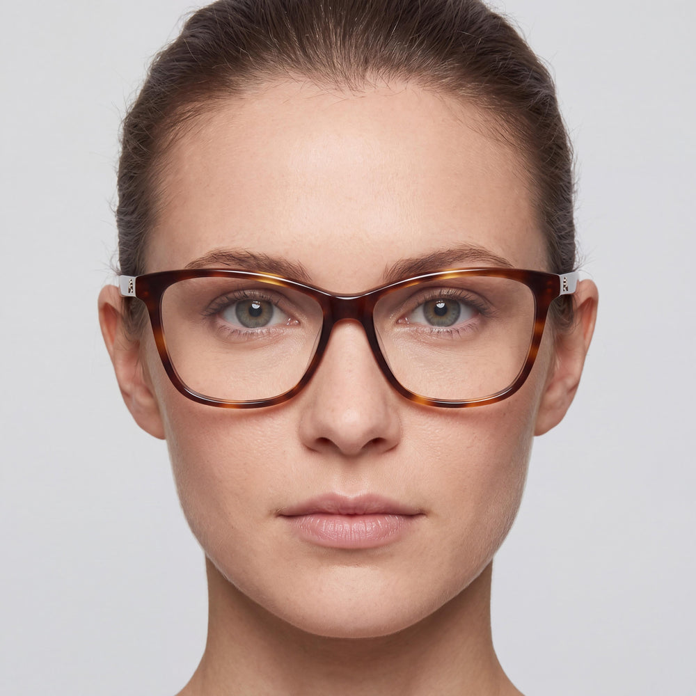 Longchamp Lo2700 Rectangle Eyeglasses Women — side view, Havana Plastic temples