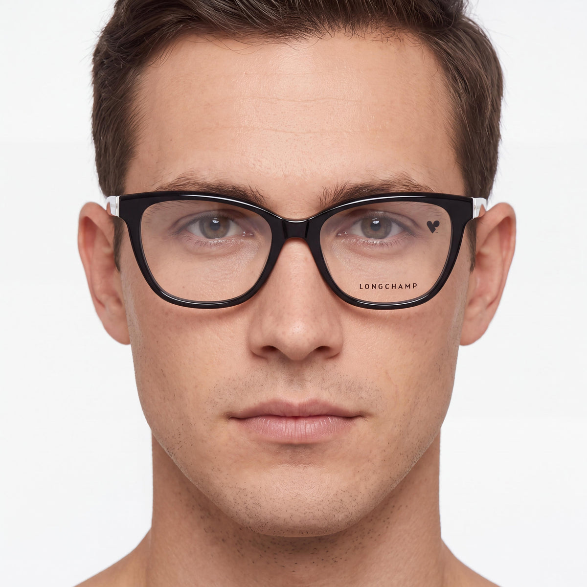 Monturas de gafas de estilo clásico para hombre Longchamp Lo2707 confeccionadas en acetato negro, 54 milímetros de ancho de lente, Photo 3