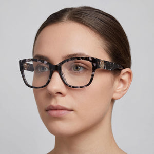 Longchamp LO2712 Rectangle Eyeglasses Women — side view, Black Alloy Steel temples