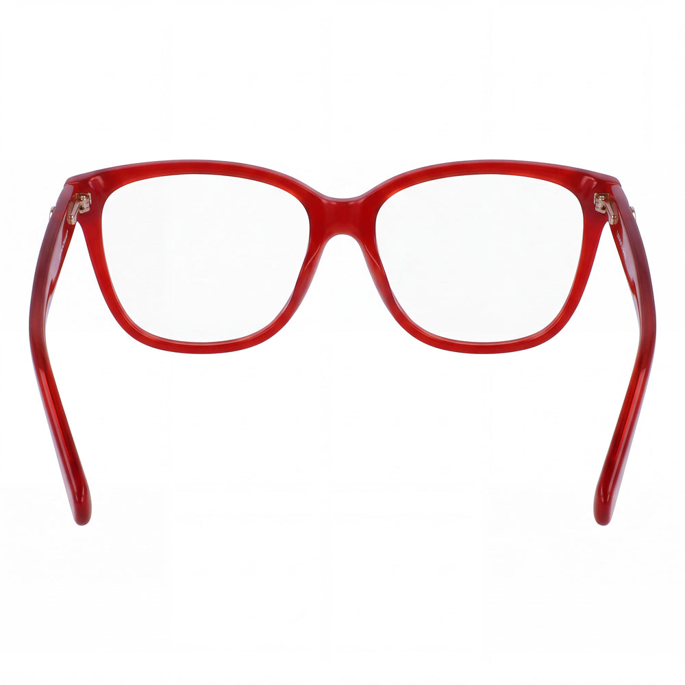 Longchamp Lo2715 Rectangle Eyeglasses Men — side view, Red Acetate temples