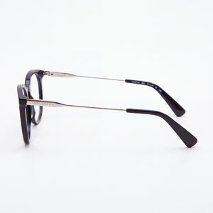 Longchamp Lo2720 Round Eyeglasses Men — side view, Black Alloy Steel temples