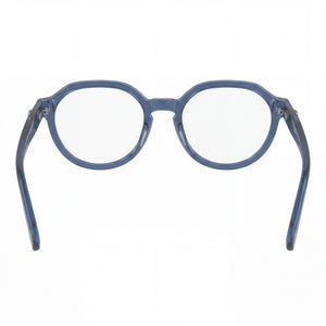 Longchamp Lo2730 Round Eyeglasses Men — side view, Blue Plastic temples
