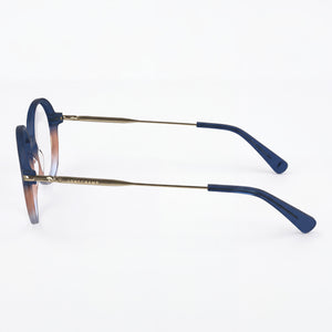 Longchamp Lo2736 Round Eyeglasses Women — side view, Blue Metal temples