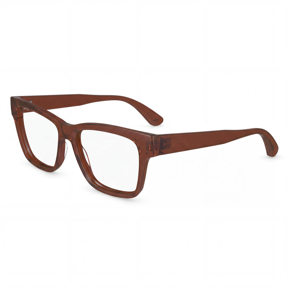 Longchamp Lo2737 Transparent Rust Rectangle Eyeglasses for Men, Polycarbonate frame