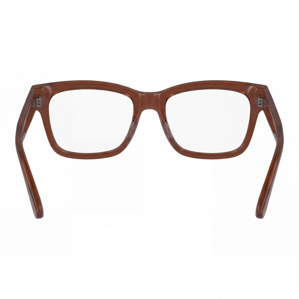 Longchamp Lo2737 Rectangle Eyeglasses Men — side view, Transparent Rust Polycarbonate temples