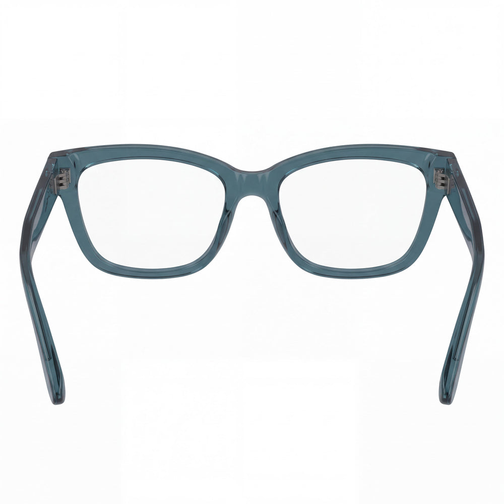 Longchamp Lo2738 Rectangle Eyeglasses Women — side view, Blue Iniettato temples