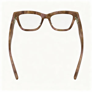 Longchamp LO2743 Rectangle Eyeglasses Men — side view, Brown Acetate temples