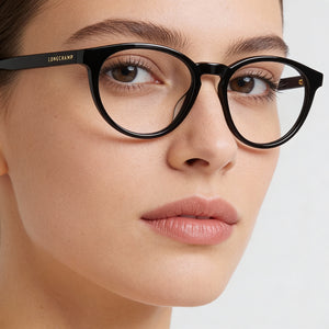 Longchamp LO2752 Round Eyeglasses Women — side view, Black temples