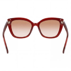 Longchamp LO695S Cat Eye Sunglasses Women — side view, Non-Polarized Metallic Red lens