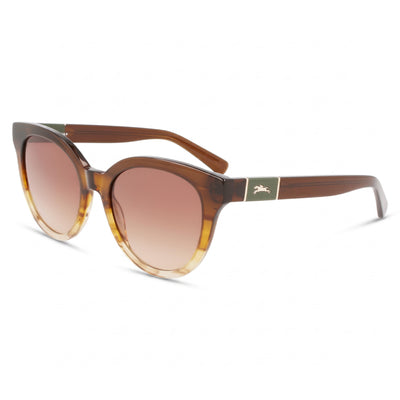 Longchamp LO697S Brown Cat Eye Sunglasses for Women, Striped Honey lens
