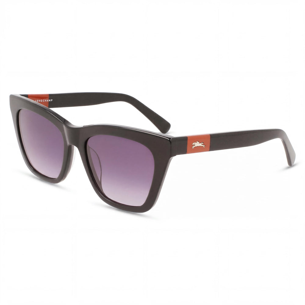 Longchamp LO715S Black Rectangle Sunglasses for Women, Black lens