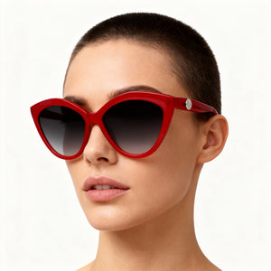 Longchamp LO730S Cat Eye Sunglasses Unisex — side view, Non-Polarized Red lens