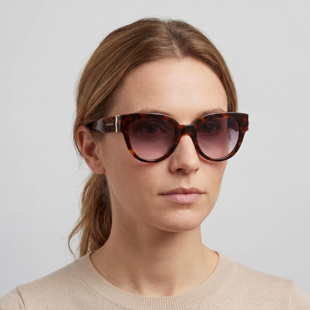 Longchamp LO733S Cat Eye Sunglasses Women — side view, Non-Polarized Light Brown lens