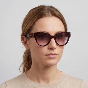 Longchamp LO733S Cat Eye Sunglasses Women — side view, Non-Polarized Light Brown lens