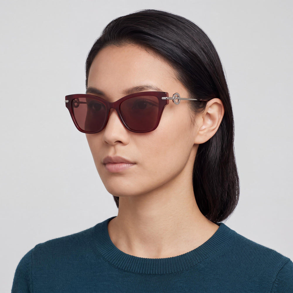 Longchamp LO737S Cat Eye Sunglasses Women — side view, Non-Polarized Brown lens