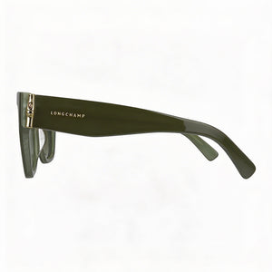 Longchamp LO745S Square Sunglasses Women — side view, Non-Polarized Sage lens
