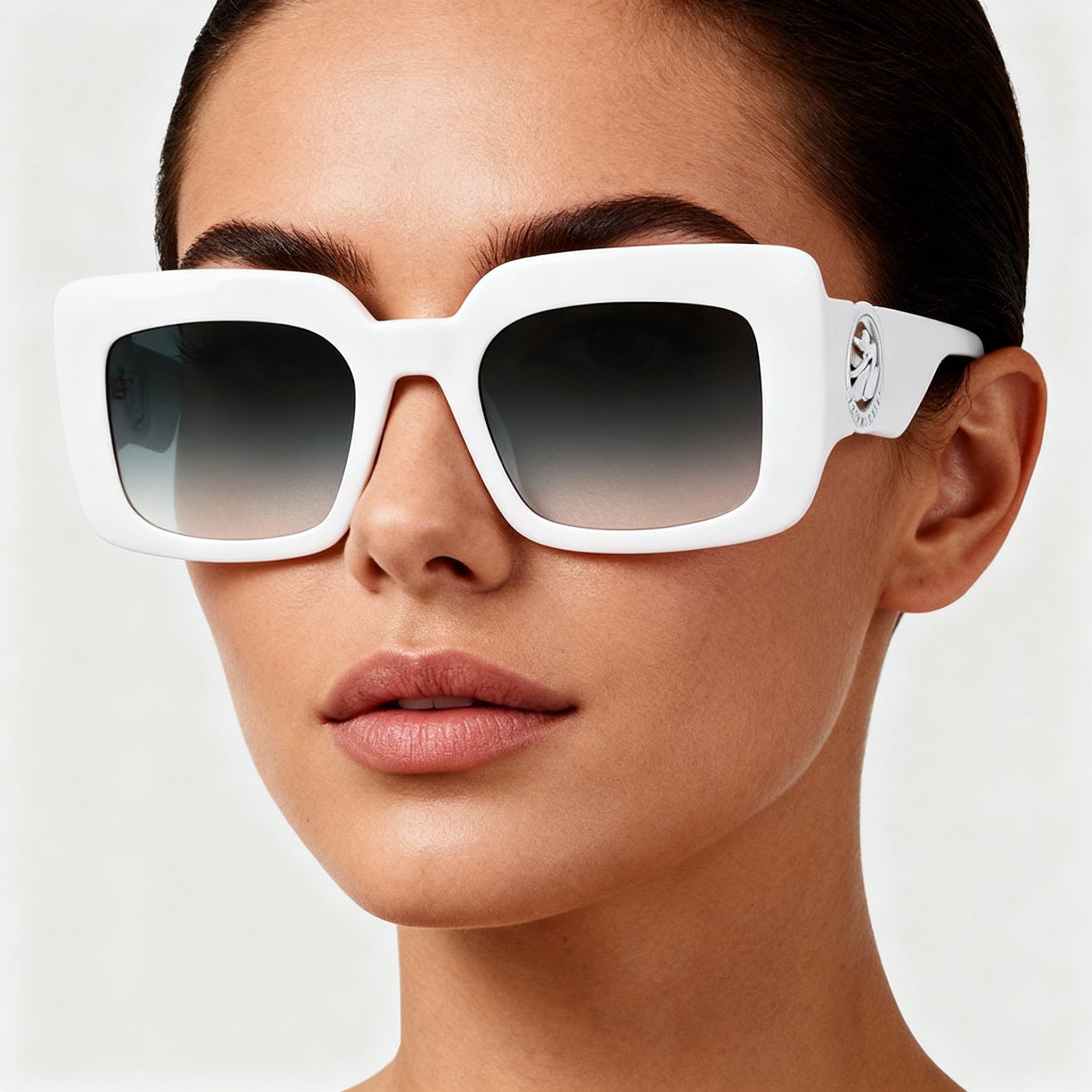 Gafas de sol rectangulares blancas Longchamp LO753S para mujer, 51 mm, Photo 3