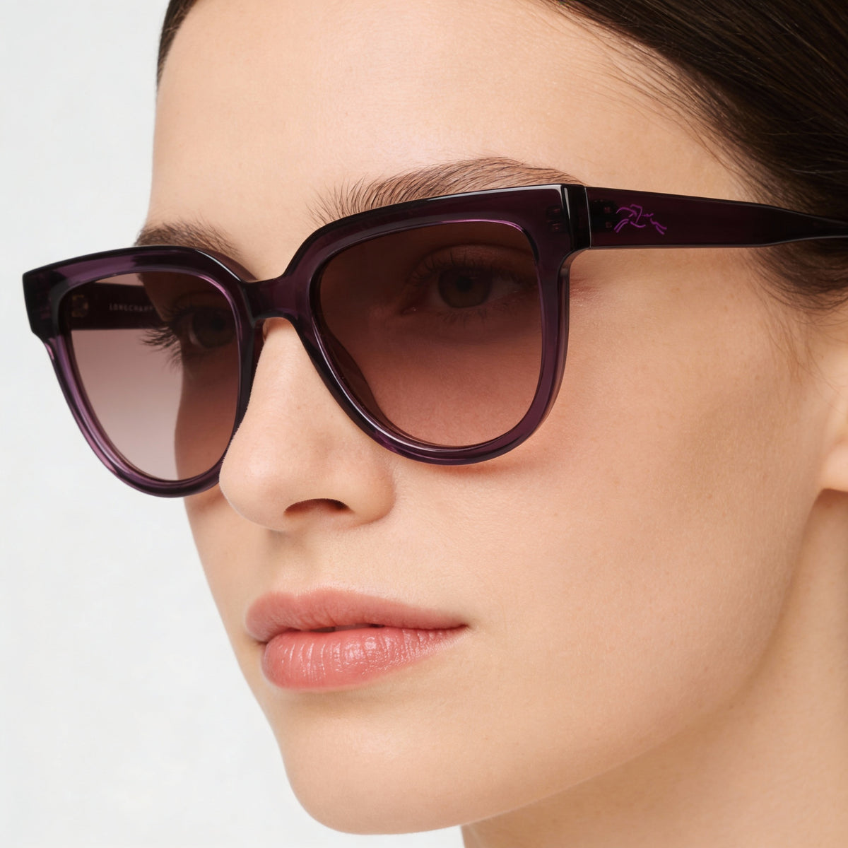Gafas de sol rectangulares violetas Longchamp LO755S para mujer, 52 mm, Photo 4