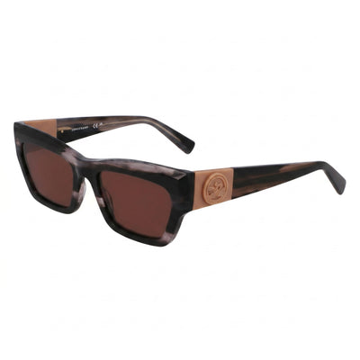 Longchamp LO763S Brown Rectangle Sunglasses for Men, Striped Black lens